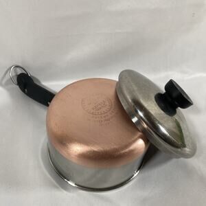 Revere Ware 1 Qt Copper Bottom Sauce Pan & Lid Stainless Steel pre1968 Riverside